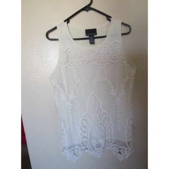 Cynthia Rowley Cream Lace Overlay Tank - Picture 1 of 3